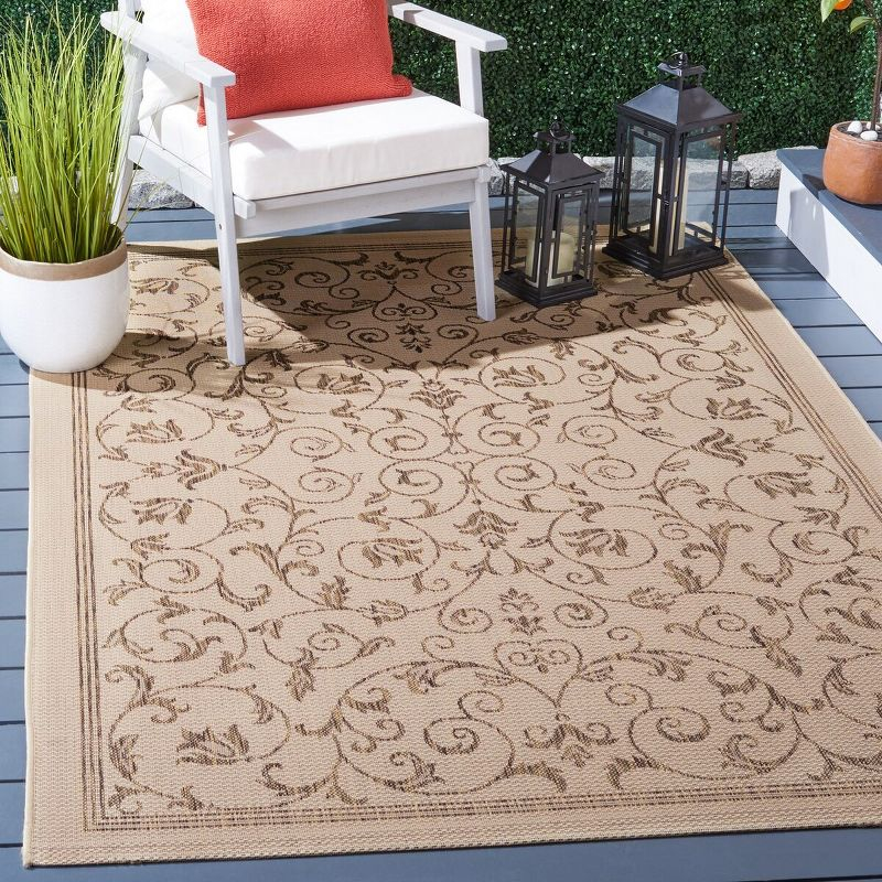Courtyard CY2098 UV & Stain Resistant Non-Shedding Power Loomed Indoor/Outdoor Accent Rug - Natural/Brown - 2'7"x5' - Safavieh