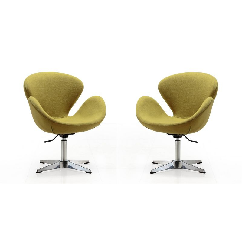 Set of 2 Raspberry Faux Leather Adjustable Swivel Chairs Green - Manhattan Comfort