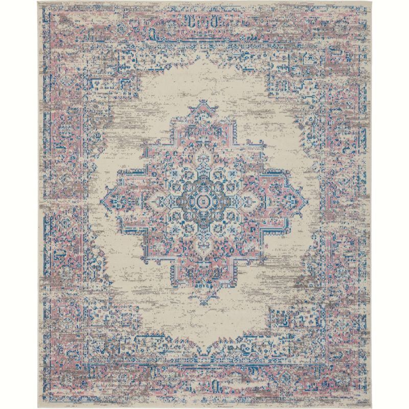 Nourison Grafix GRF14 Ivory/Pink Area Rug 7'10" x 9'10"