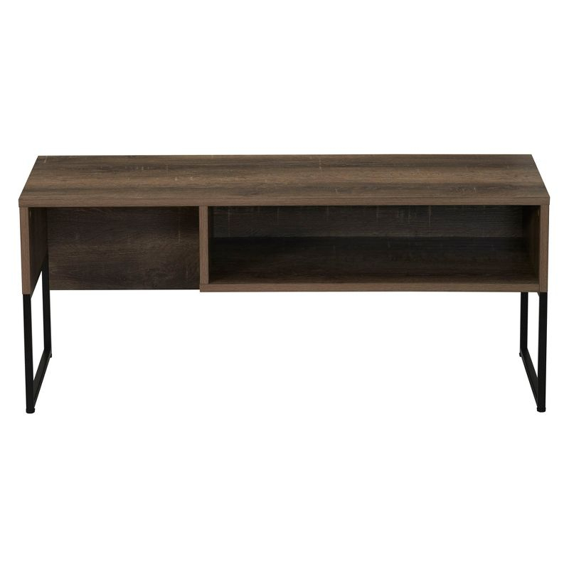 Household Essentials Wrap TV Stand with Storage Compartment Ashwood Rustic Wood Grain and Black Metal