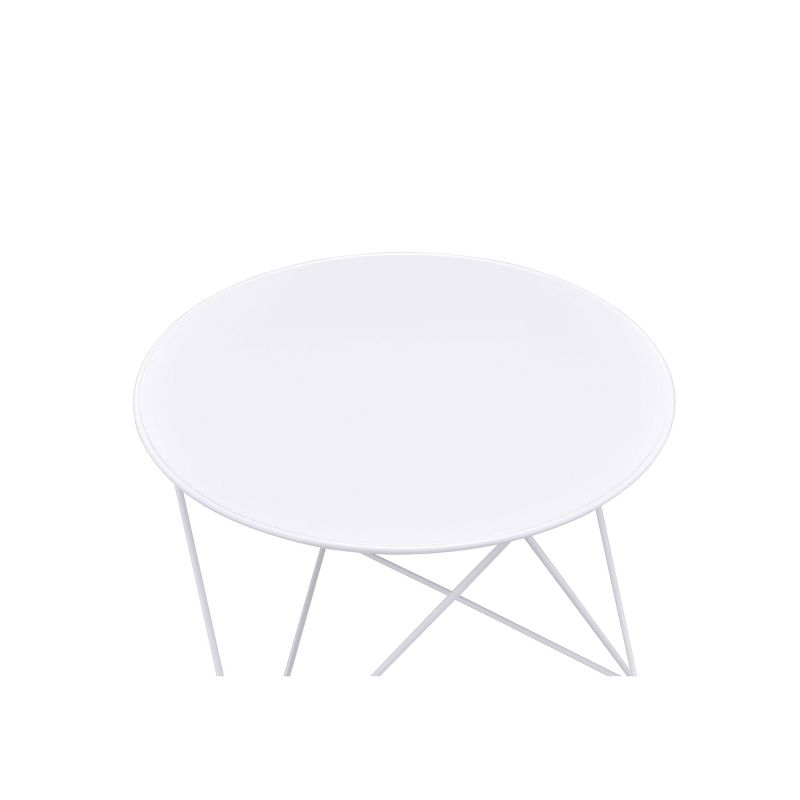 Acme Furniture Epidia Accent Table White: Round Metal Side Table, Powder-Coated Finish, 17" Height