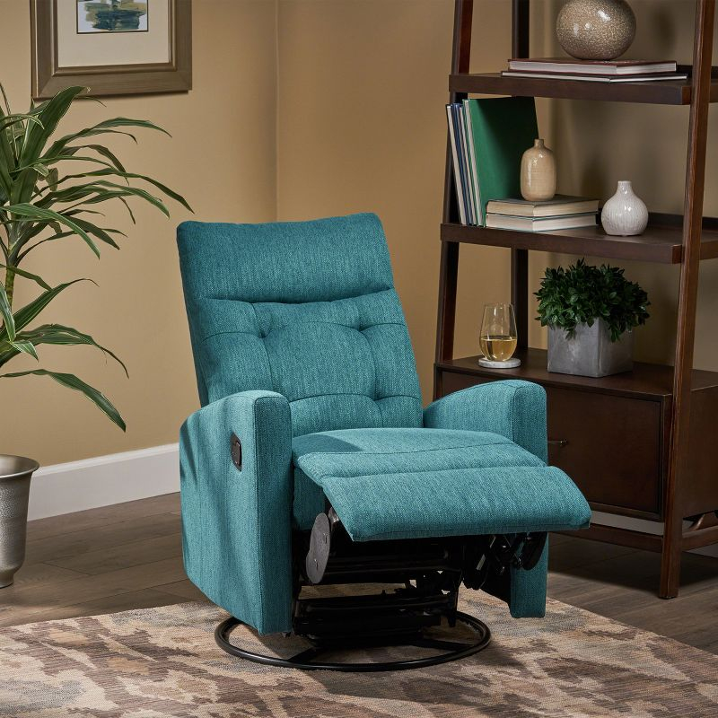 Woodglen Contemporary Glider Swivel Recliner Teal: Plush, Tufted - Christopher Knight Home