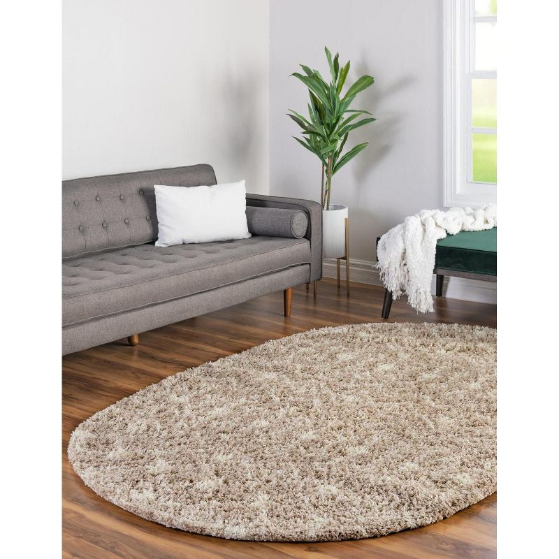 Unique Loom 4' 0 x 6' 0 Oval Moroccan Trellis Shag Light Brown Area Rug