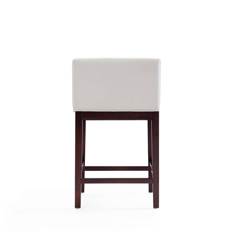 Kingsley Beech Wood Counter Height Barstool Ivory - Manhattan Comfort: Faux Leather, Gold Footrest, No Assembly Required