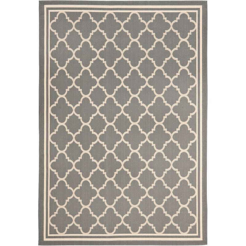 Courtyard CY6918 Power Loomed Indoor/Outdoor Area Rug - Anthracite/Beige - 4'x5'7" - Safavieh.