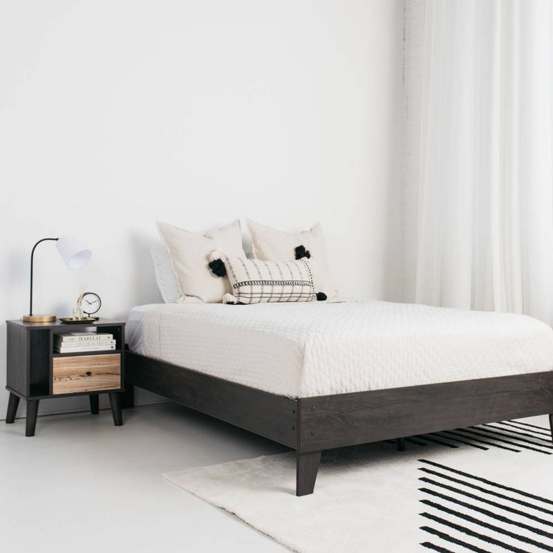 Signature Design by Ashley Queen Piperton Platform Bed Black: Modern Style, MDF Frame, No Box Spring Needed