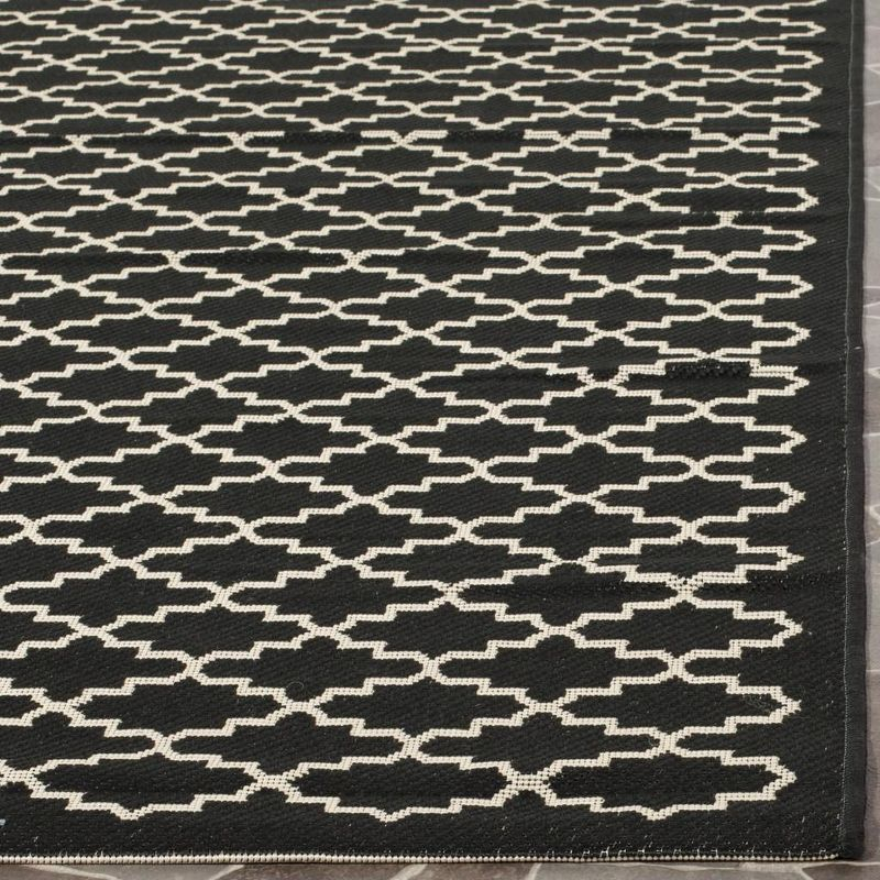 Courtyard CY6919 Power Loomed Indoor and Outdoor Area Rug - Black/Beige - 6'7"x6'7" - Safavieh