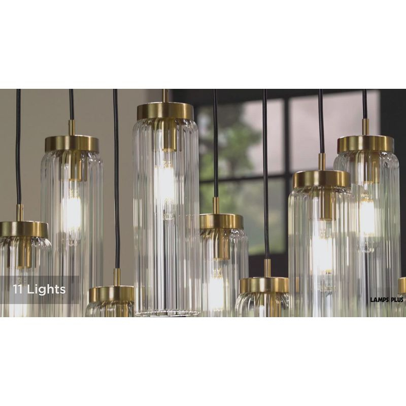 Possini Euro Design Marika 32" Modern Pendant Chandelier Ceiling Light Fixture Dining Room Over Table Kitchen Island Multi-Light Soft Gold Finish