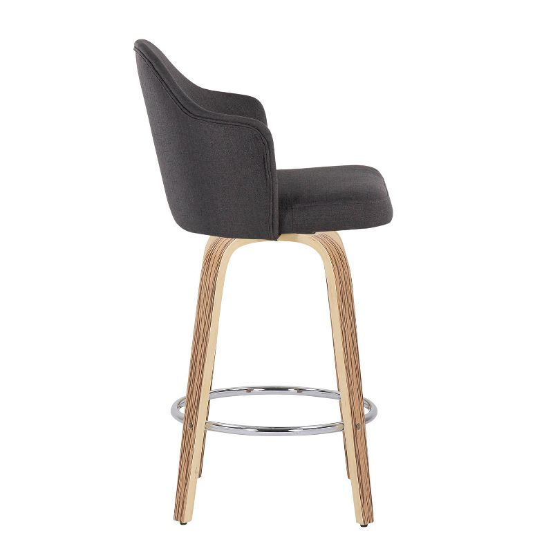 Set of 2 Ahoy Polyester/Metal/Wood Counter Height Barstools Zebra/Chrome/Charcoal - LumiSource