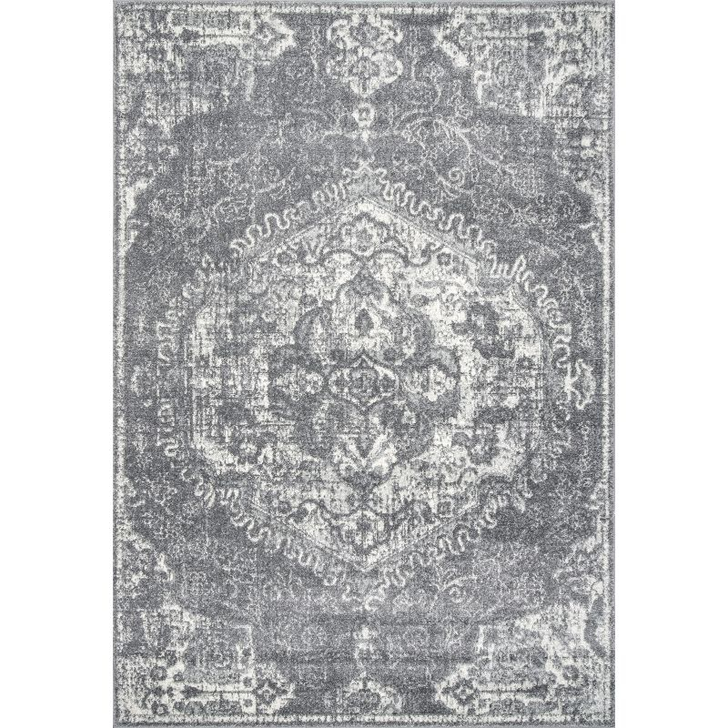 Nuloom Maranda Oriental/Persian 5x7 Indoor Area Rug for Living Room Bedroom Dining Room Kitchen, Dark Grey/Ivory