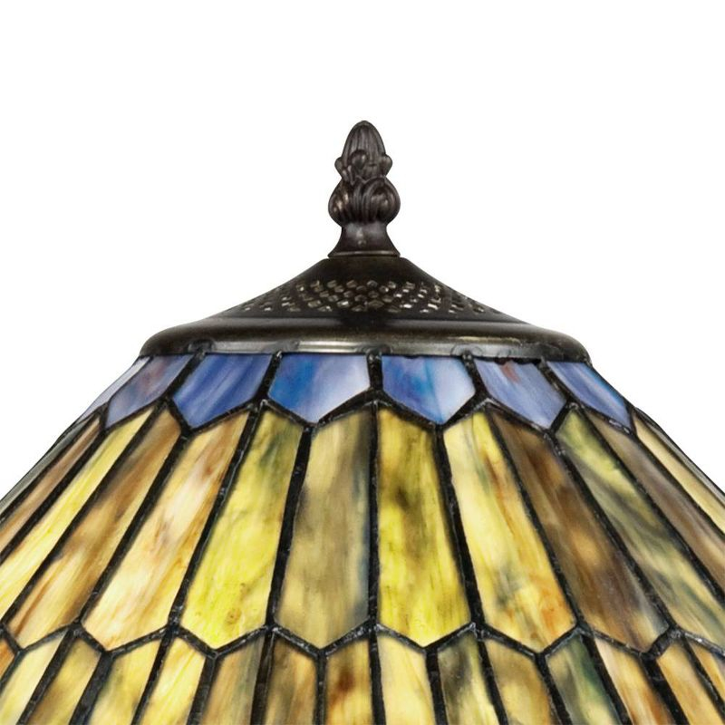 Robert Louis Tiffany Table Lamp 26" High Antique Bronze Tiffany Style Peacock Art Glass Shade for Living Room Family Bedroom Bedside Office
