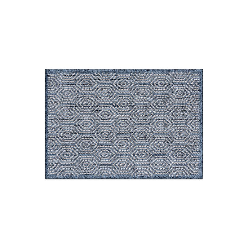 World Rug Gallery Modern Geometric Textured Flat Weave Indoor/Outdoor Area Rug - BLUE 2'x3'