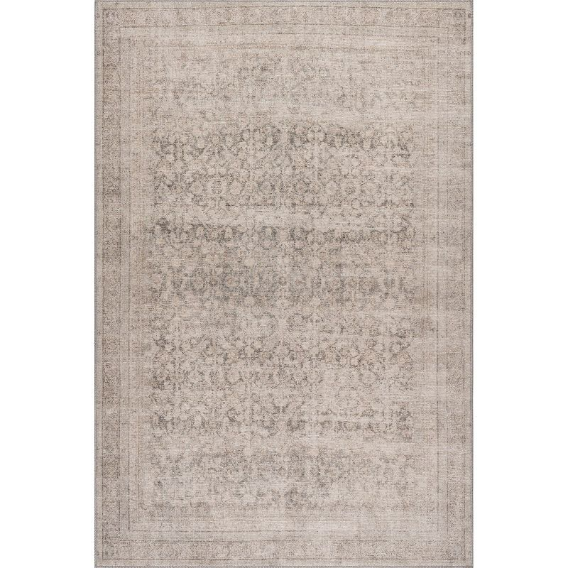 Nuloom Hillstone Collection Giorgina Traditional Vintage Medallion Area Rug, 6' 7" x 9', Ivory