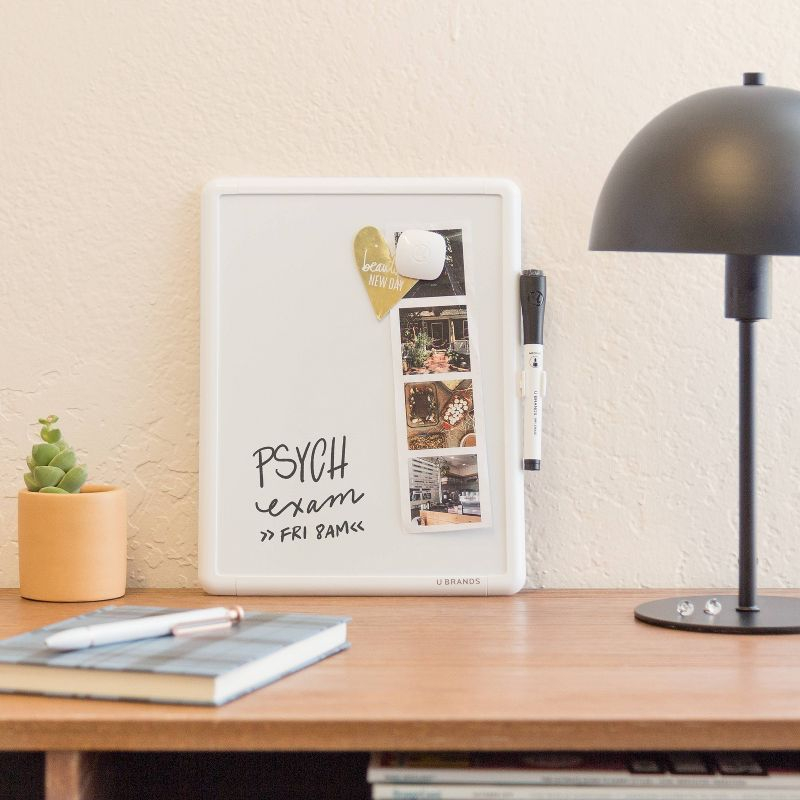 U Brands 8.5"x11" Contempo Magnetic Dry Erase Board White: Small Wall Mount Presentation Board, Polypropylene, Steel, Plastic