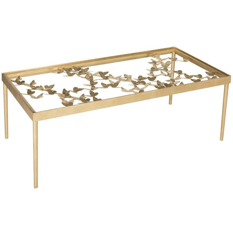 Rosalia Butterfly Coffee Table - Gold/Tempered Glass - Safavieh