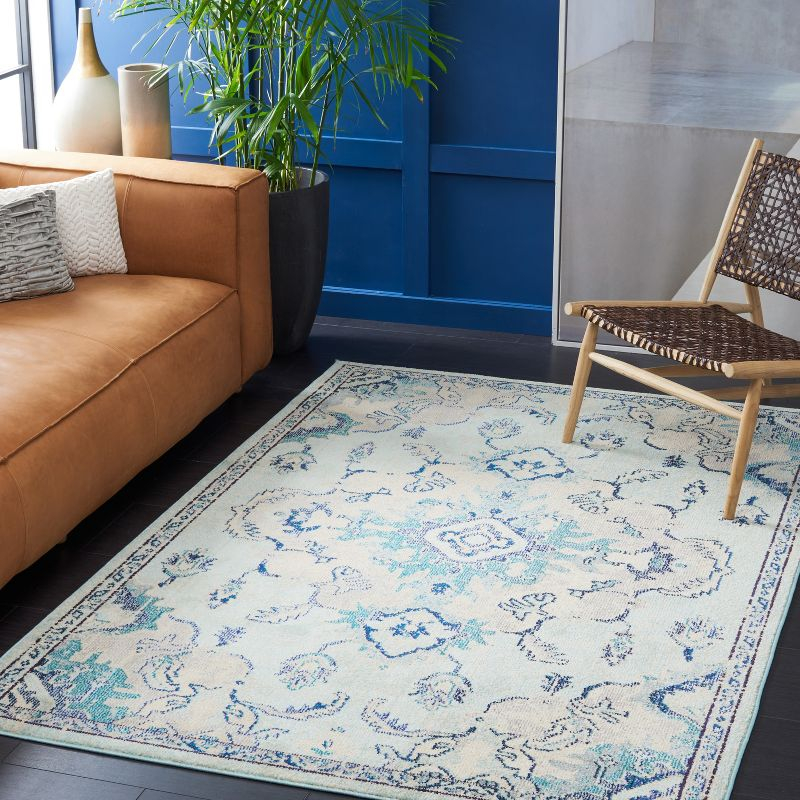 Madison MAD484 Power Loomed Indoor Area Rug - Teal/Beige - 6'x9' - Safavieh