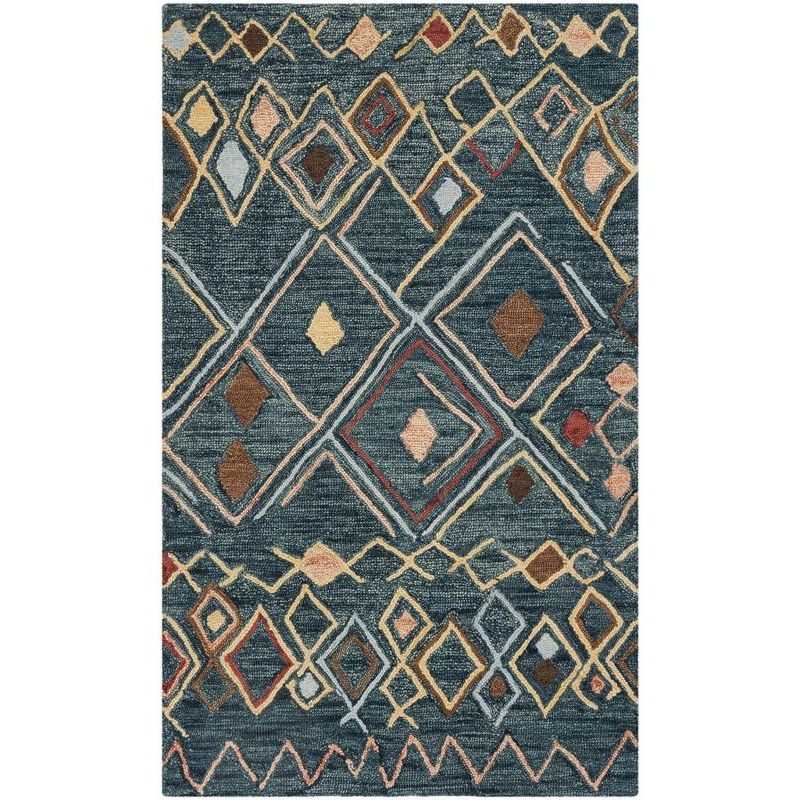 Suzani SZN314 Hand Hooked Indoor Accent Rug - Dark Blue/Multi - 3'x5' - Safavieh