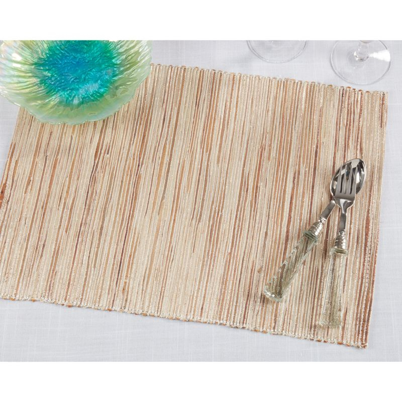 Saro Lifestyle Water Hyacinth Woven Placemats With Shimmering Accents, Beige, (Set of 4 pcs)