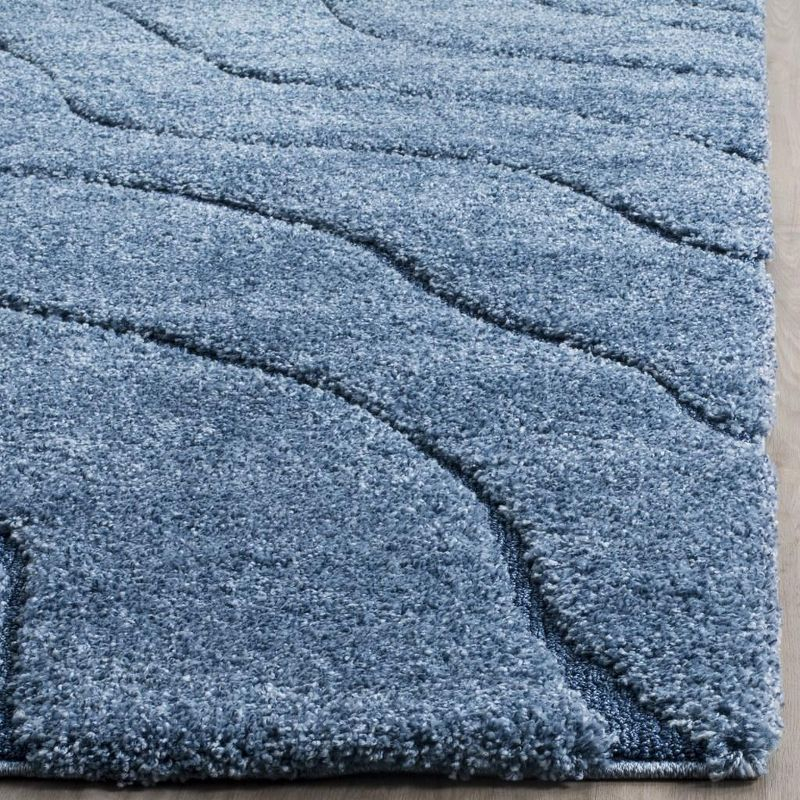 Florida Shag SG472 Power Loomed Indoor Area Rug - Light Blue/Blue - 5'3"x7'6" - Safavieh