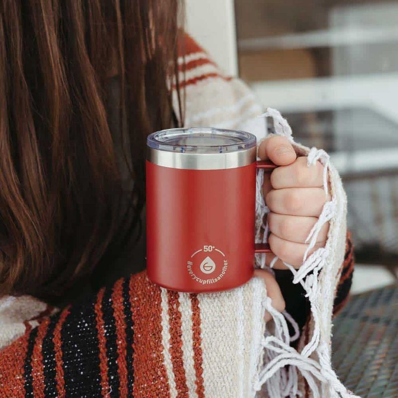 GROSCHE Everest Double Wall Insulated Travel Mug with Spill Proof Lid, Red, 14 fl 0z Capacity