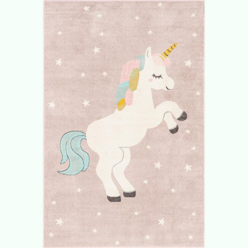 Unique Loom Whimsy Kids Collection Area Rug - Alicorn (5' 3" x 8' Rectangle Pink/Black)