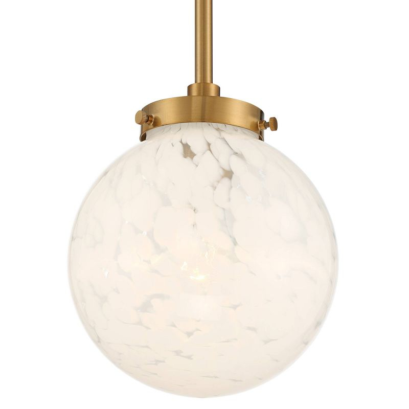 Possini Euro Design Candide Warm Brass Mini Pendant Lighting 7" Wide Mid Century Modern Art Glass Globe Shade for Dining Room House Kitchen Island