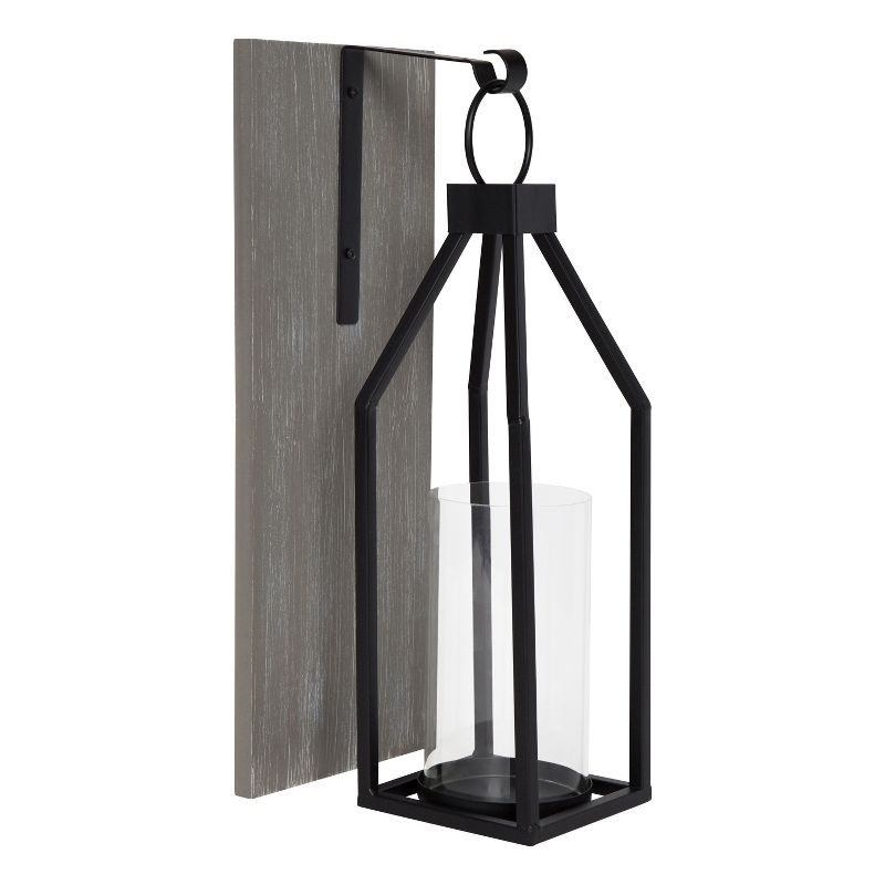 Kate and Laurel Oakly Rectangle Wood Wall Sconce, 7x18, Gray