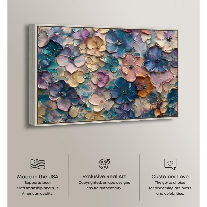 Art Remedy Jewel Flowers Colorful buterfly and flowers wall art, 24" x 16", Silver Frame