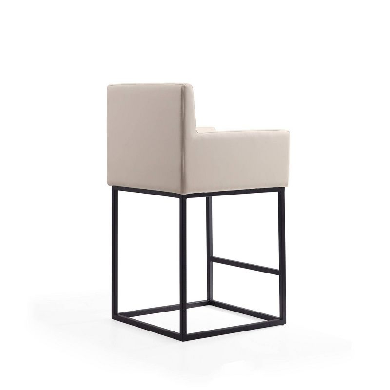 Manhattan Comfort Ambassador Metal Counter Height Barstool Cream: Upholstered, No Assembly, Faux Leather