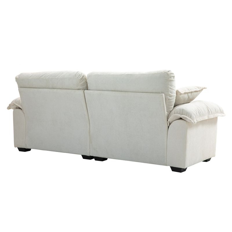 84"W Chenille Upholstered Sofa, Deep Seat Loveseat Couch with 2 Throw Pillows & Memory Foam, Beige - ModernLuxe
