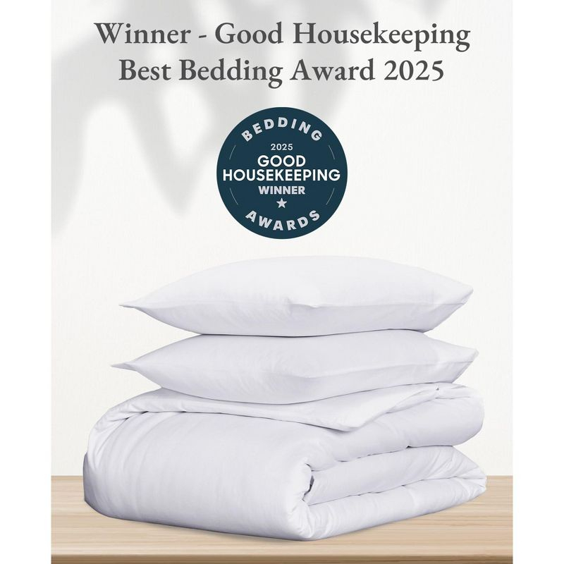 100% Cotton Duvet Cover Set - Premium 400 Thread Count, , Smooth Sateen Weave, Button Closure and Corner Ties (3 Piece, Pure White, Oversized King)