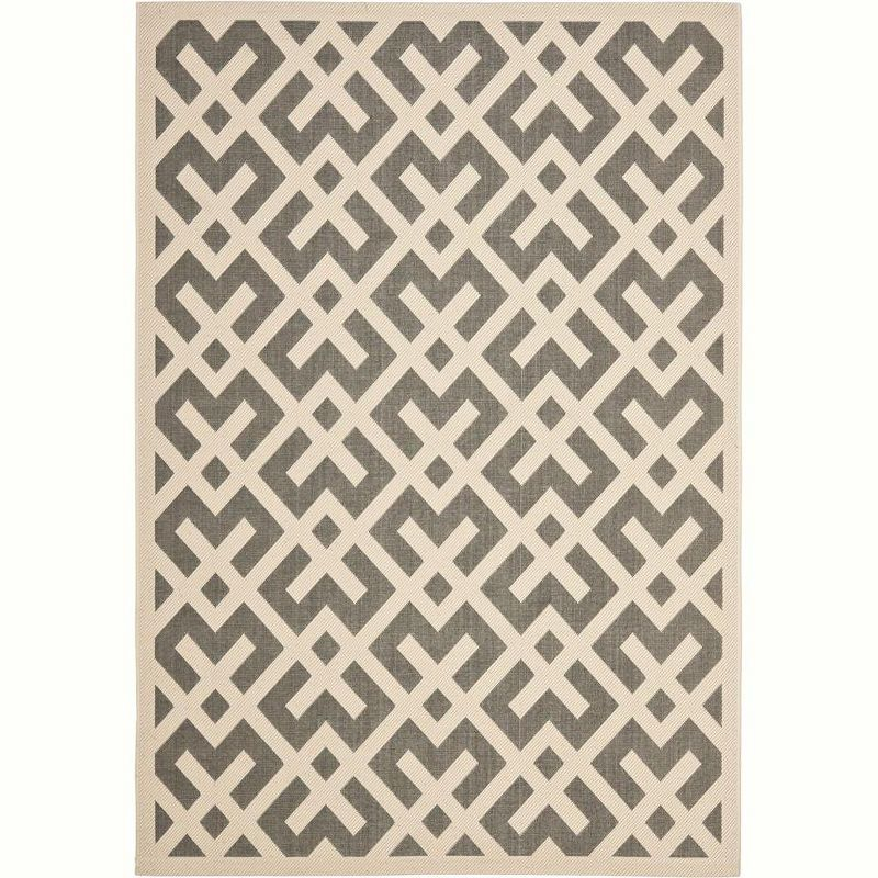 Courtyard CY6915 Power Loomed Indoor and Outdoor Area Rug - Grey/Bone - 4'x5'7" - Safavieh