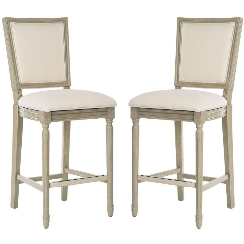 Buchanan Rectangle Bar Stool (Set of 2) - FOX6246 - Light Beige - Safavieh Couture