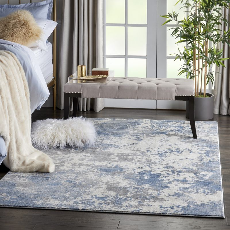Nourison Rustic Textures Modern Brushstrokes Indoor Area Rug Grey/Blue 5'3" x 7'3"