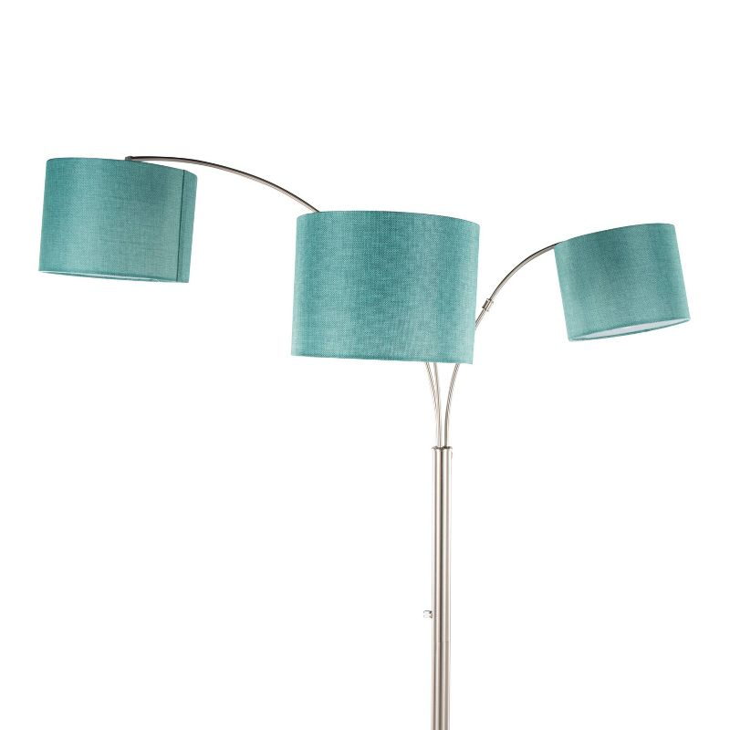 LumiSource Willow Trio 84" Contemporary Metal Floor Lamp Brushed Nickel and Turquoise Linen