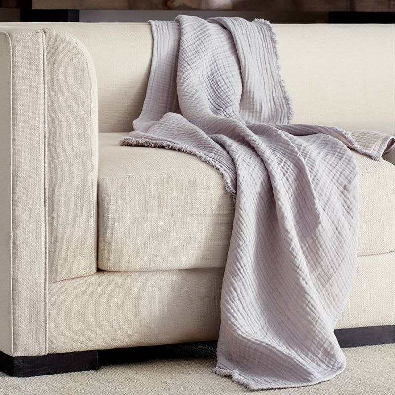 50"x60" Two Toned Organic Throw Blanket Lavender - Truly Soft: GOTS Certified, Reversible, Lightweight