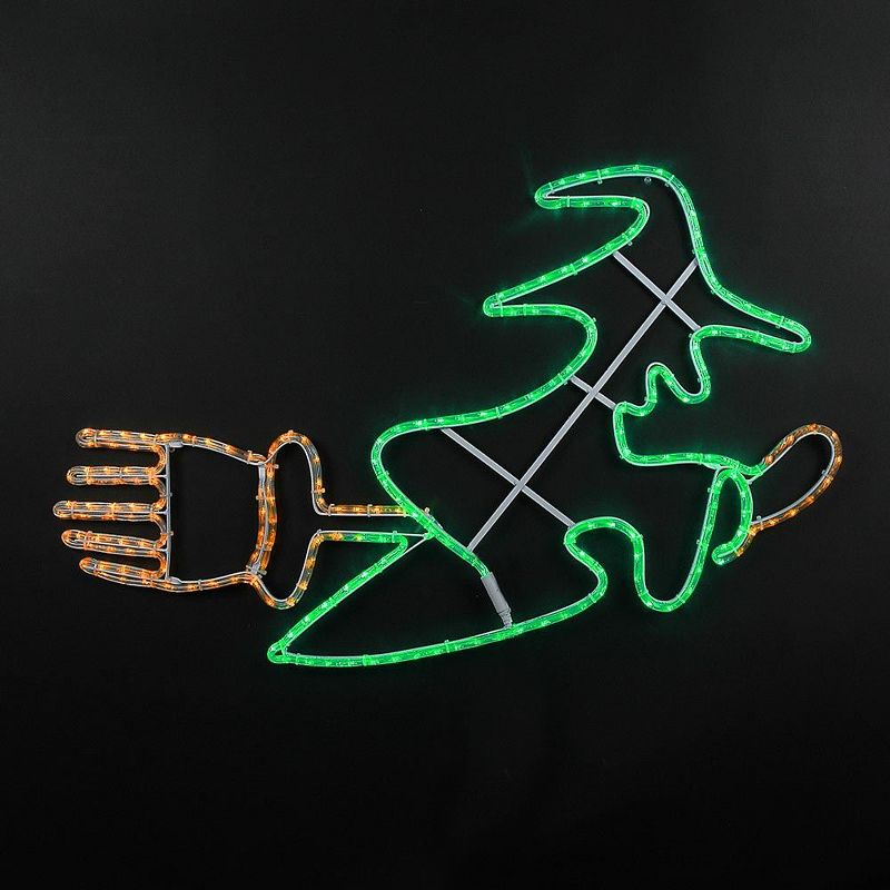 Novelty Lights 40" Green and Orange Halloween Witch LED Rope Light Motif