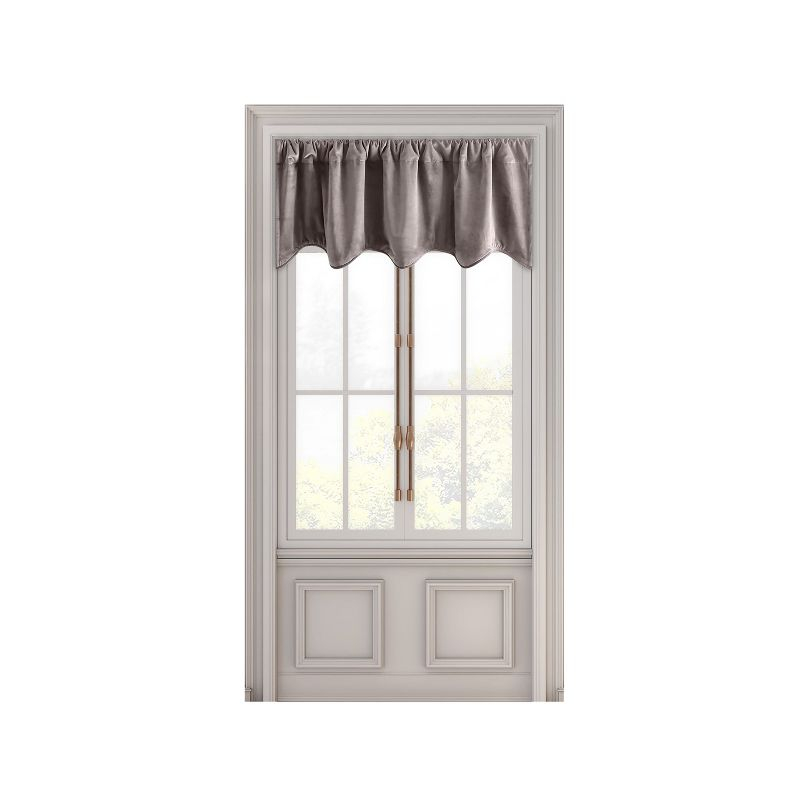 Ricardo Velvet Rod Pocket w/Back Tabs Scalloped Valance w/Backout Lining 50x17 Mauve