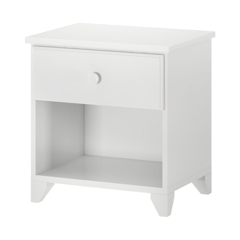 Max & Lily Classic Wood Nightstand with 1 Drawer, Kids Bedside Table/End Table, Small Nightstand for Bedroom, White