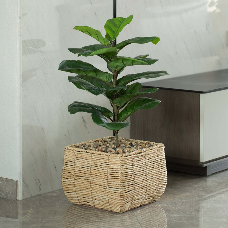 Vintiquewise Woven Square Flower Pot Planter with Leak-Proof Plastic Lining - Large