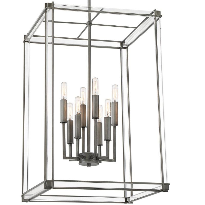 Minka Lavery Antique Nickel Chandelier 18" Wide Industrial Clear Acrylic 8-Light Fixture for Dining Room House Foyer Kitchen Home