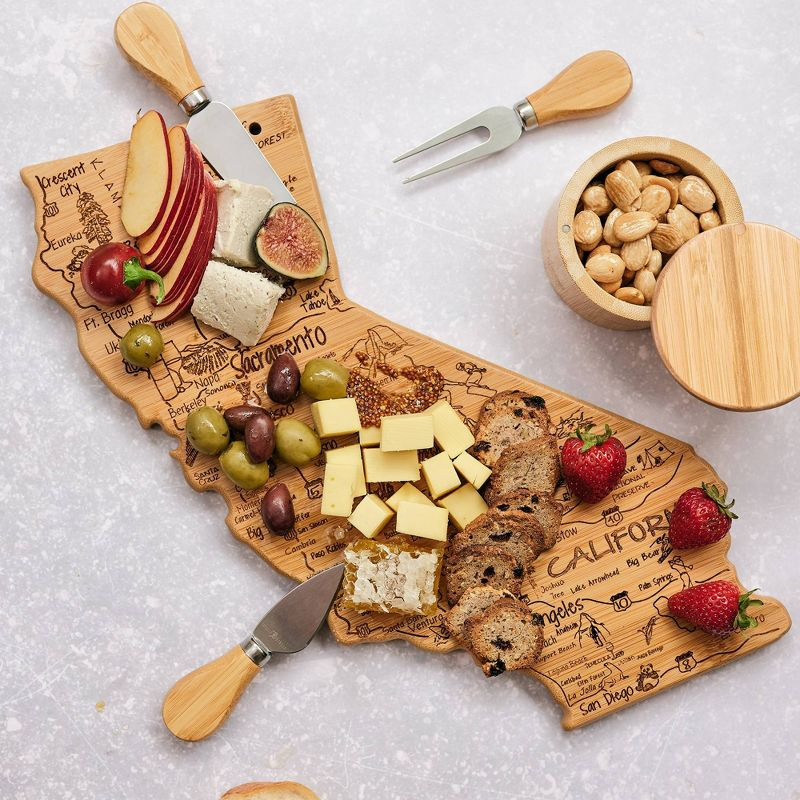 Totally Bamboo Destination California Cutting Board: State Grazing Board, Lightweight Bamboo, 14.25" x 11"