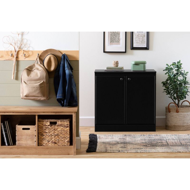 2 Door Morgan Storage Cabinet Pure Black - South Shore: Adjustable Shelf, Laminated Particle Board