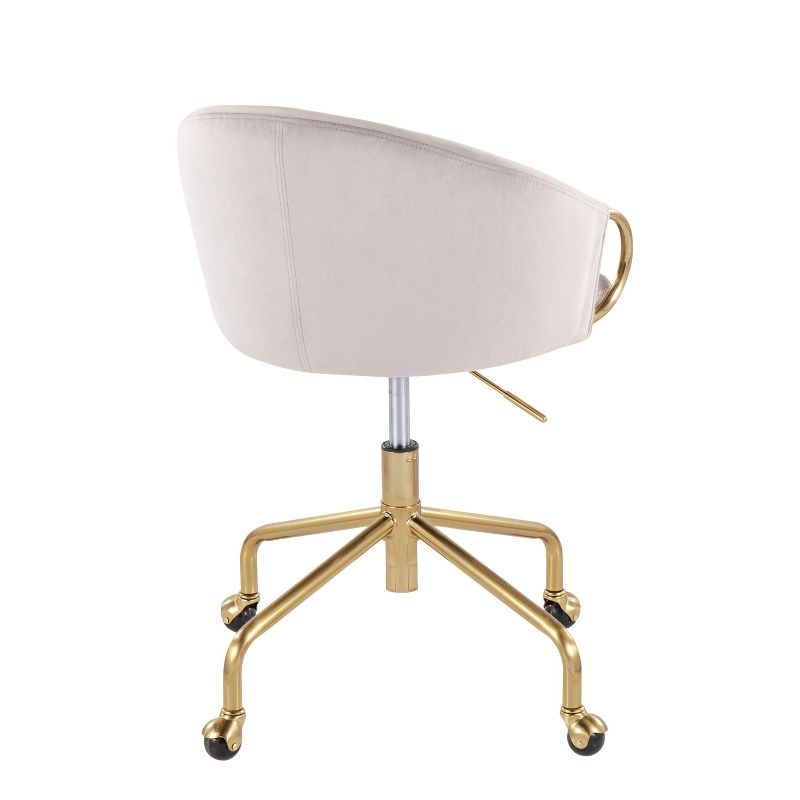 Claire Velvet/Metal/Plywood Task Chair Gold/Silver - LumiSource: Swivel Desk Chair with Casters, Adjustable Height