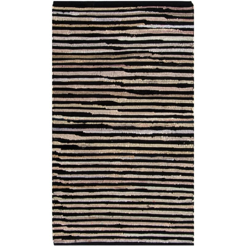 Rag Accent Rug RAR130 Hand Woven Accent Rug - Black/Multi - 2'6"x4' - Safavieh.