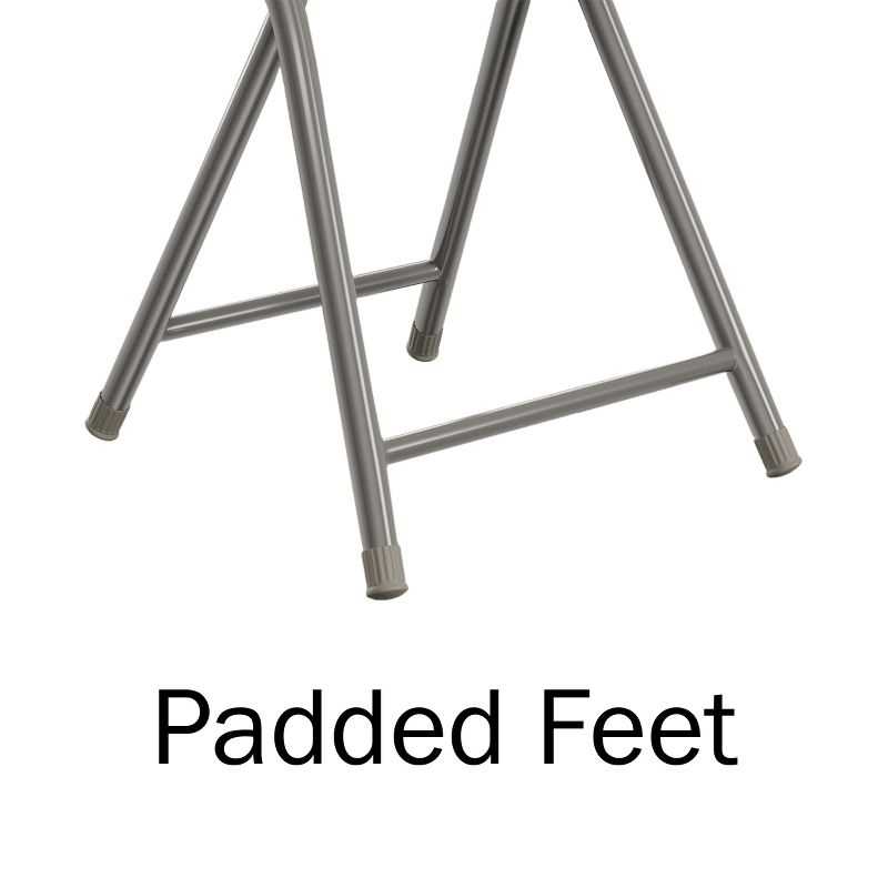 Trademark Home Set of 2 Heavy-Duty Bar Stools, 18 in. Folding Stools with Padded Seats, Gray