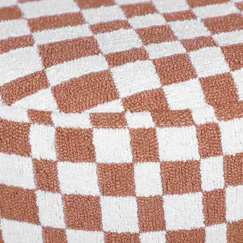 TOV Furniture Claire Checkered Boucle Ottoman Stool in Brown and White