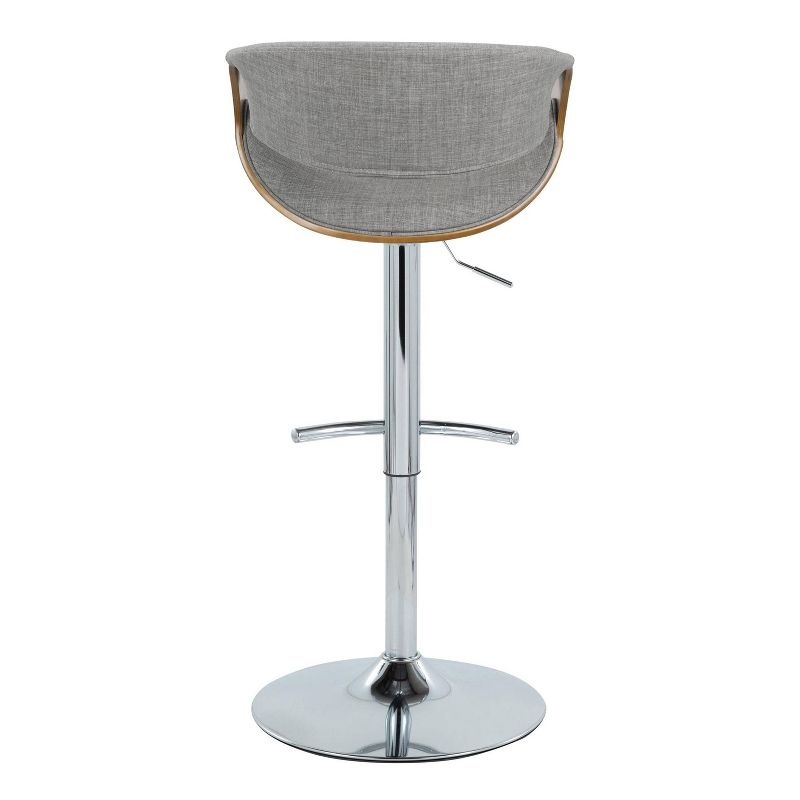 Set of 2 Curvo Adjustable Barstools Walnut/Light Gray - LumiSource: Mid-Century Modern, Swivel, Footrest, Foam Filled