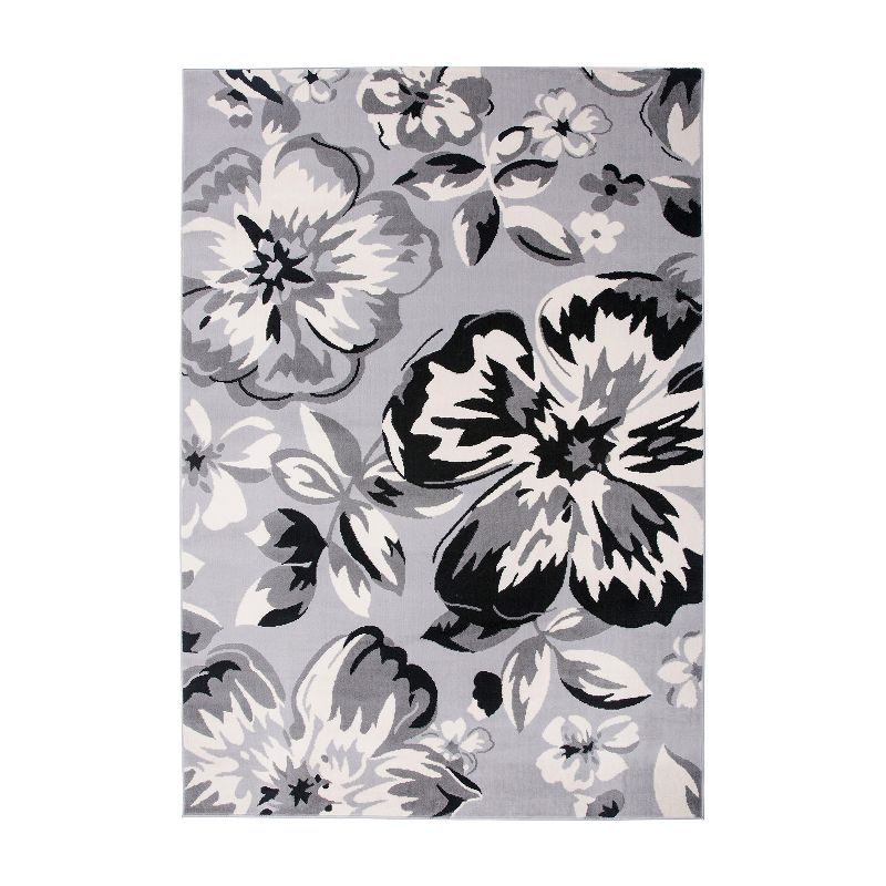 World Rug Gallery Modern Floral Design Gray 7'6" x 9'5" Area Rug