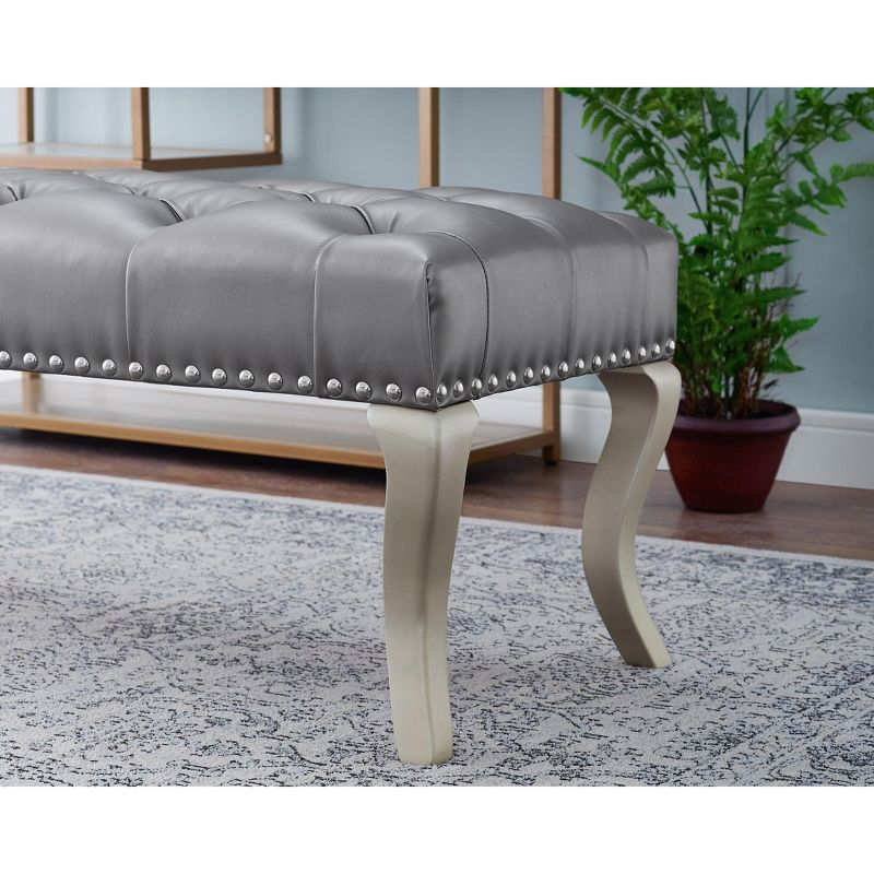 Roundhill Furniture Decor Maxem Tufted Faux Leather Upholstered Seat with Nailhead Trim Bench